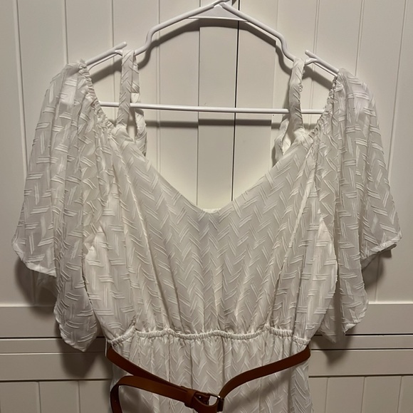 Torrid White Cold Shoulder Belted Dress - Picture 2 of 8